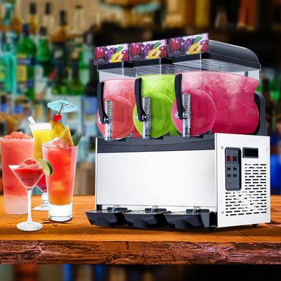 3 x 15L Commercial Slushy Machine, 45L Total Capacity, 860W Frozen Drink Maker, Stainless Steel, Self-Cleaning, Independent Temp Control for Home and Commercial Use, Black