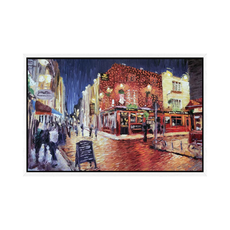 Temple Bar Small by Roger Disney - Floater Frame Gallery-Wrapped Canvas Giclée on Canvas, White
