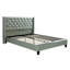 Lit double tapissier argenté en similicuir, ajout de chambre à coucher moderne avec mobilier et tête de lit
