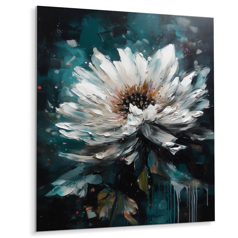 White Lotus Floral Dreams I - Décoration murale floral en métal Lotus, H 20 po x l 12 po x P 1 po