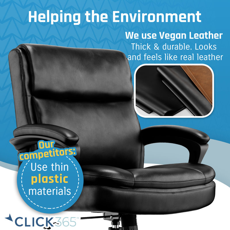 Black Bonded Leather Ergonomic Swivel Office Chair with Armrests