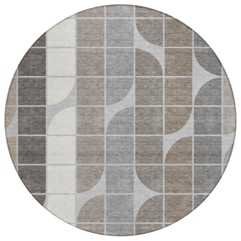 Machine Washable Indoor/Outdoor Chantille ACN2418 Mid-Century Modern Rug, Round 8'