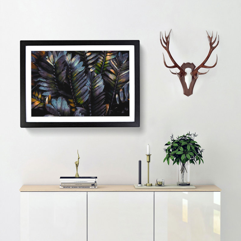 Plant Leaves - Framed Print, 24cm H x 33cm W x 2cm D, Black Framed