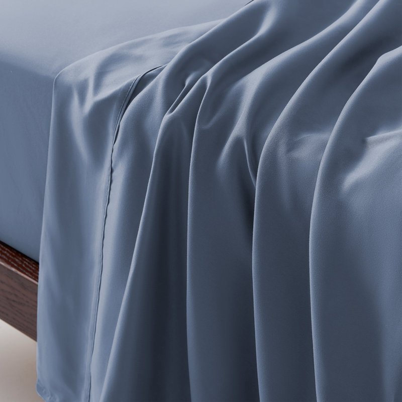 Sleep Zone Lightweight Soft Microfiber Sheet Set 85GSM Hotel Luxury Deep Pocket Easy‑Care Bedding Set, King, Flint Stone Blue