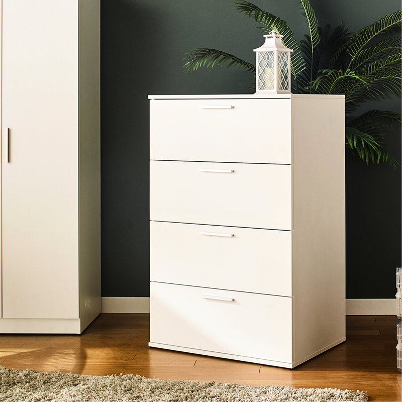 Commode blanche jumbo avec tiroir en douceur, capacité de résistance aux rayures de quatre po