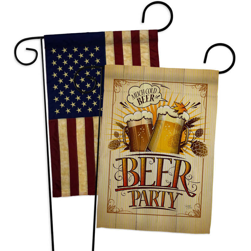 Drapeau de jardin bière en polyester 19 côtés x H 19 po Beer Party