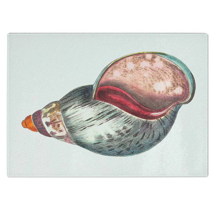 Tempered Glass Seashell Chopping Board, 39 cm W x 28.5 cm L