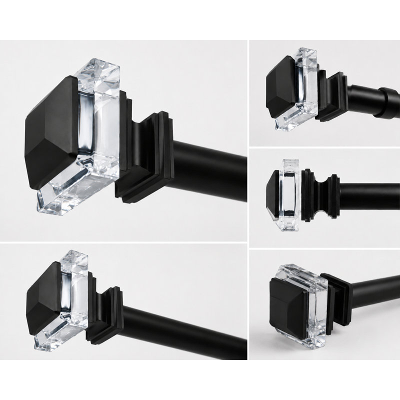 Tringle à rideaux simple noire réglable de 48 à 86 po