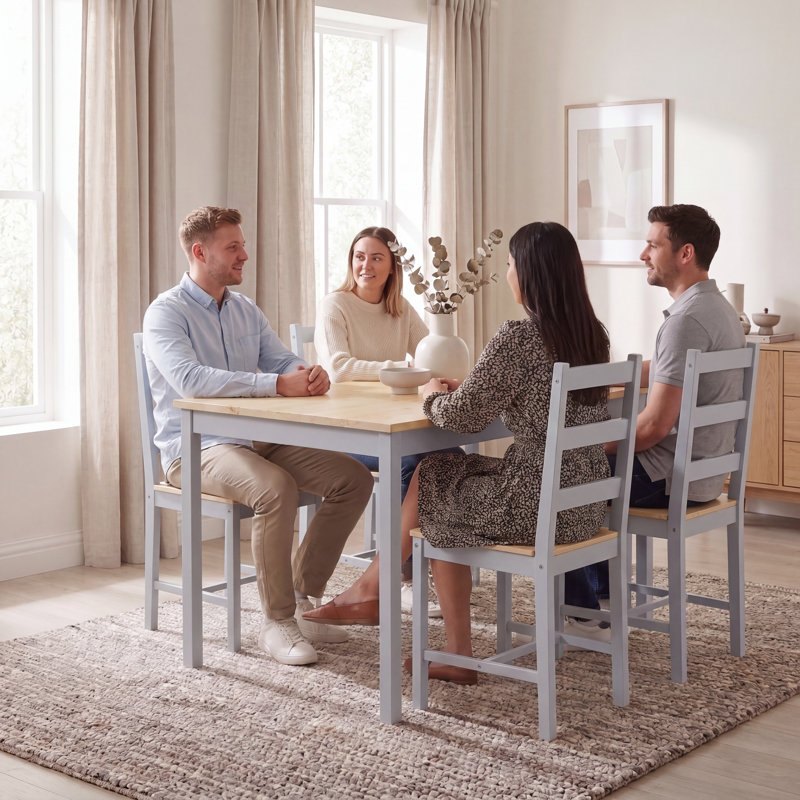 Ambrozie 4 -Person Solid Wood Dining Set