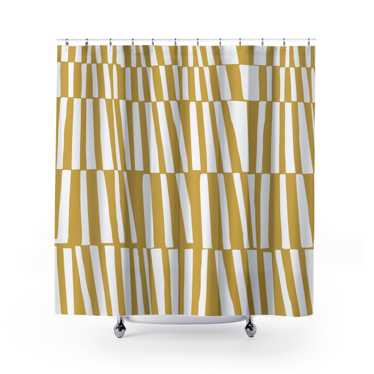Thora Abstract Mid-Century Shower Curtain, Yellow