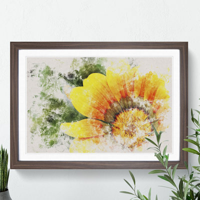 Bright Yellow Flower Watercolour - Framed Print