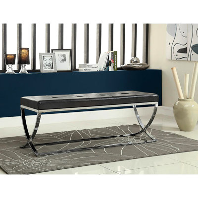 Banc moderne à pieds courbés noir avec surface élégante pour vestibule de couloir élégant