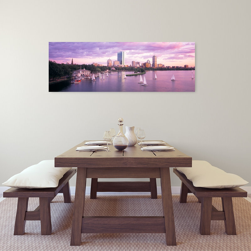 Dusk Boston MA 1 Piece Wrapped Canvas Panoramic Wall Art, 40.64 cm H x 121.92 cm W