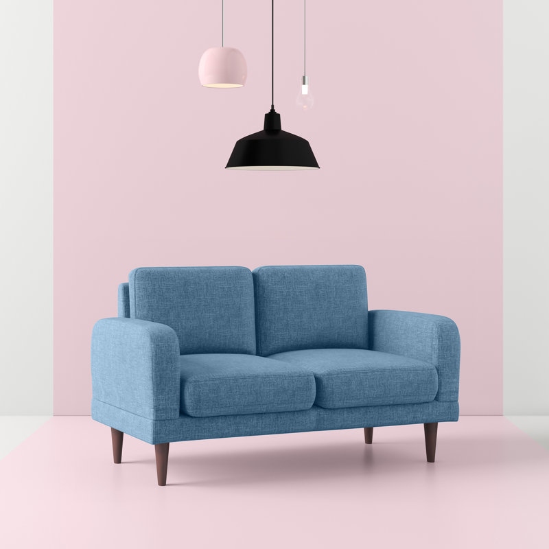 Upholstered 51.6'' Loveseat, Cerulean Blue