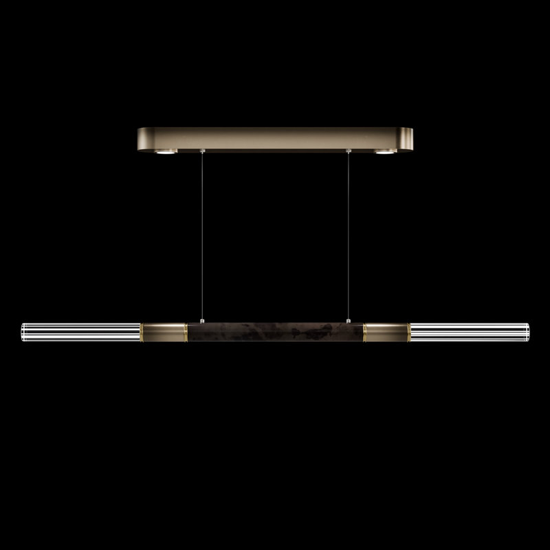 Antonia 62"W Linear Pendant, Brass/Ombre Bronze/Charcoal