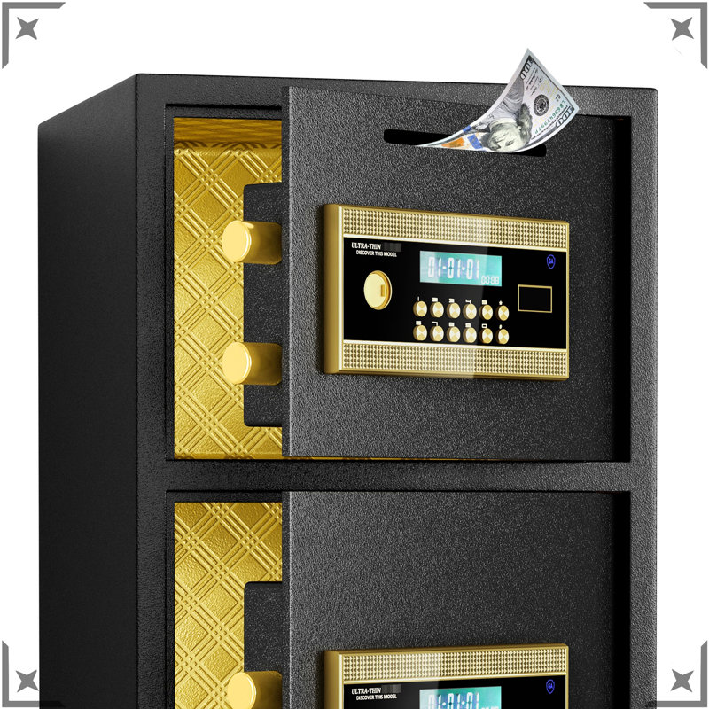 Large Double - Door Digital Coin Operated 7.0 Cubic Feet Safe With And Waterproof Bag, Dual Alarm, Hidden Code, Thickened All Steel, Gap Prying, Wall Or Floor Mount For Secure Spaces Wall/floor Home,