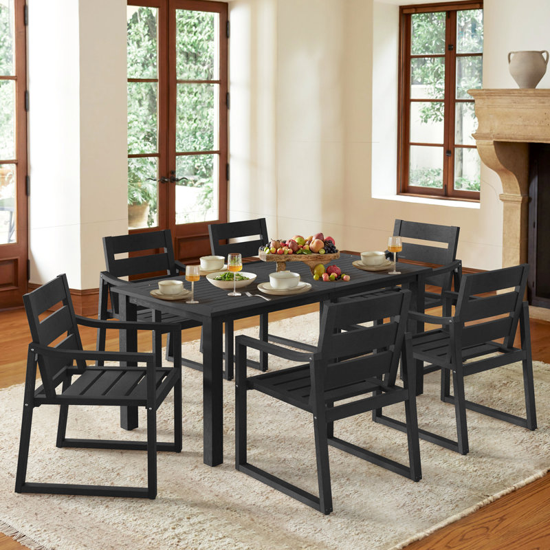  Ensemble repas rectangulaire pour l'extérieur, Teck, 6