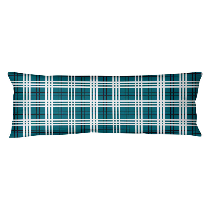 Polyester Medium Pillow, Teal/Black/White, Plush Fleece