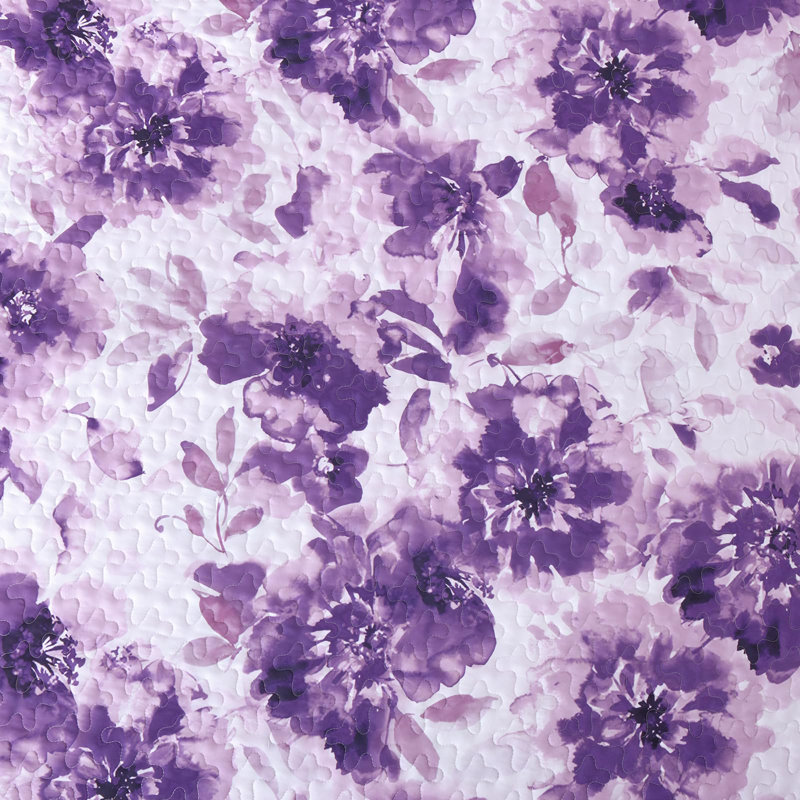 Ensemble de courtepointe 3 pièces, Courtepointe pour lit grand + deux taies décorati, Mauve