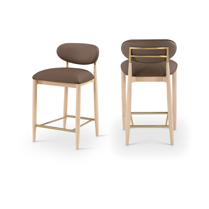 Tabouret Riccio, Naturel, Brossé, Cuir végétalien brun