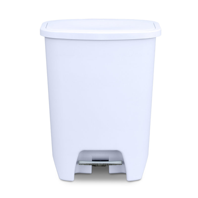 GLAD™ White Plastic Step Trash Can, 26.53" H x 20.25" W x 15.97" D, 20