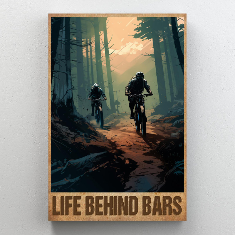 Janessia Mountain Biking Life Be derrière Bars - 1 pièce, reproduction d'art graphique sur toile tendue