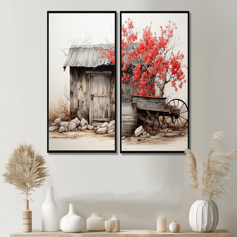 Manley - impressions sur toile corail traditionnelles, 20" H x 24" W, Impression encadrée flottante, Black
