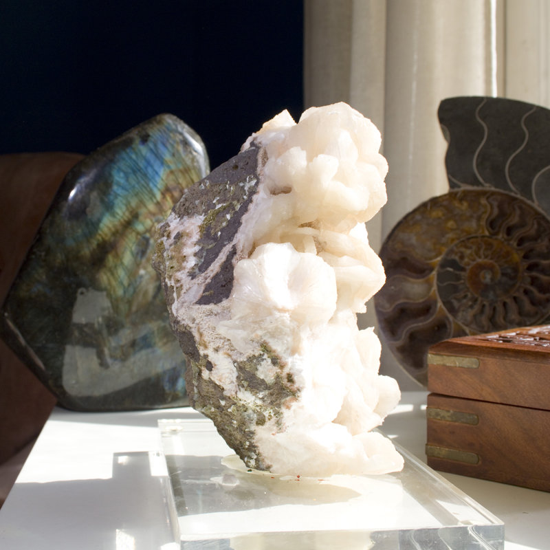 Huge Stilbite Crystal Cluster. Acrylic Mounted.