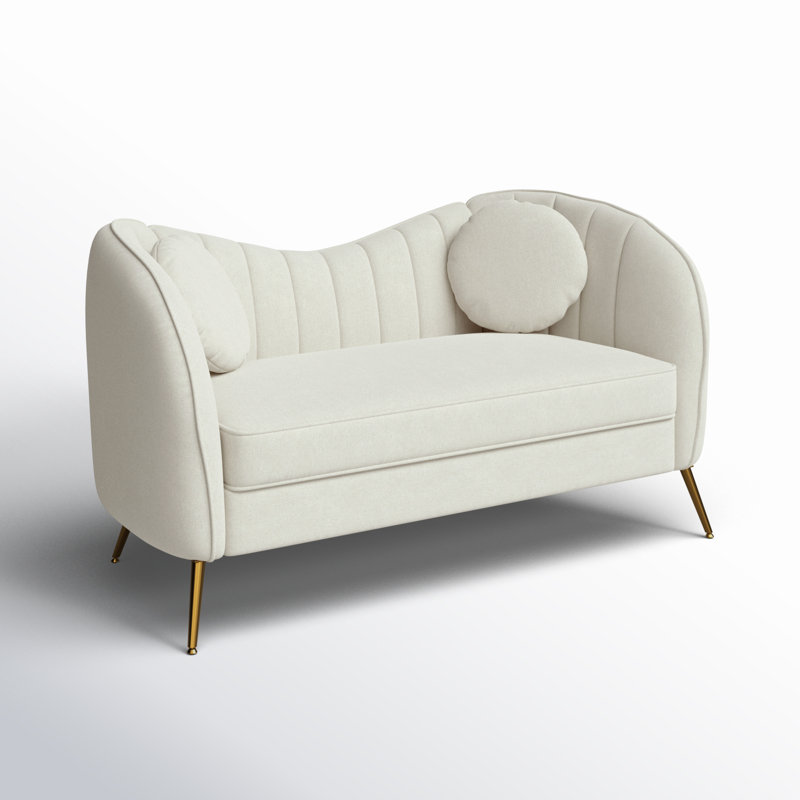 Causeuse à accoudoirs arrondis de 64,6 po Sidwell, Polyester beige