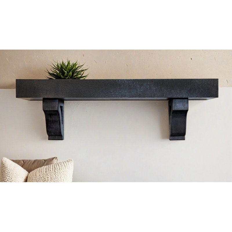 Rayne Shelves/W Corbels, 7" H x 40" W x 4.5" D, Black