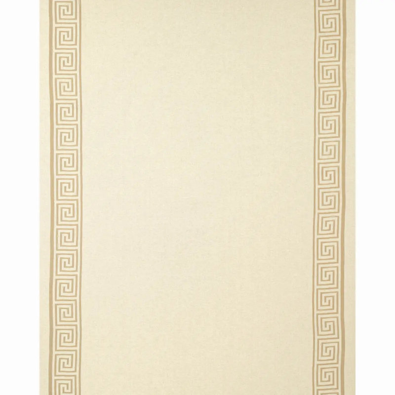 Greek Key Embroidery Fabric, Pebble/Taupe