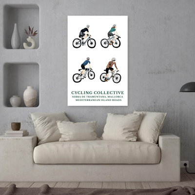 Art mural contemporain aquarelle à vélo