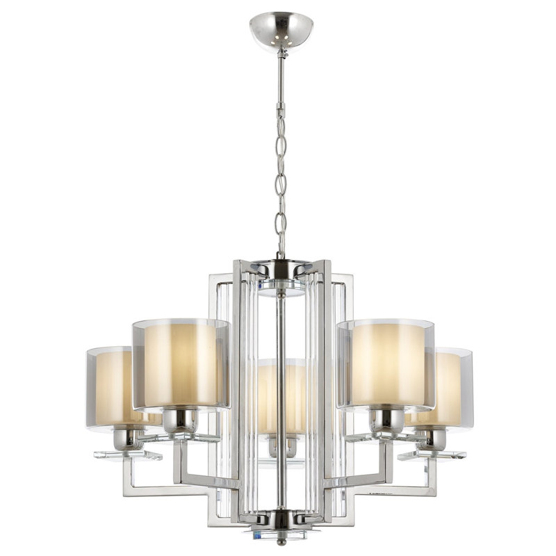 Demps 5 - Light Shaded LED Chandelier, Gold