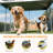 Large Outdoor Dog Kennel with 2 Rooms, Rotating & Adjustable Height Bowls, Waterproof & UV-Resistant Canopy