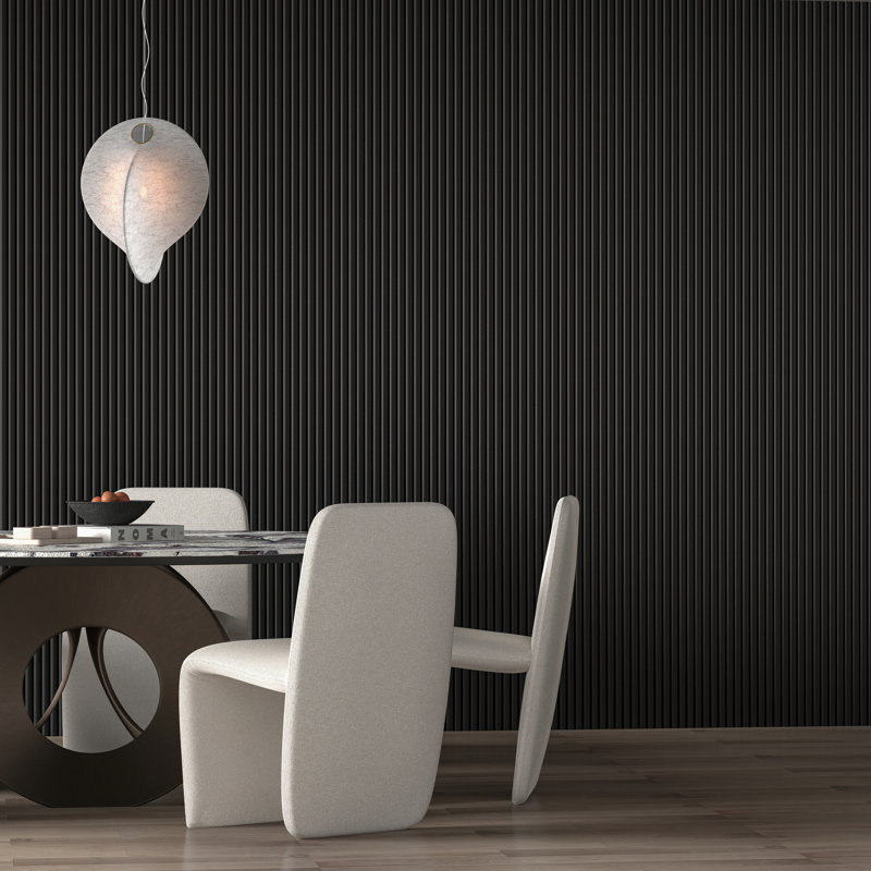 Panneaux muraux flexibles 3D 94 "x 12" en demi-cercle 3D, Noir sculpté