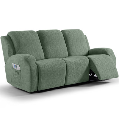 Housse pour canapé à 8 places en jacquard doux 8 pièces avec housse de canapé à fond extensible, protecteur de meuble lavable à la machine avec poches latérales