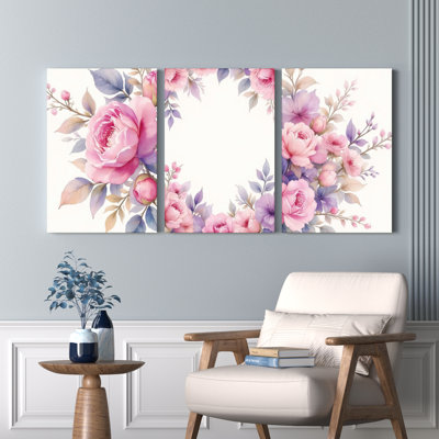 «Pink Rose», reproduction d'art sur toile, ensemble de 3