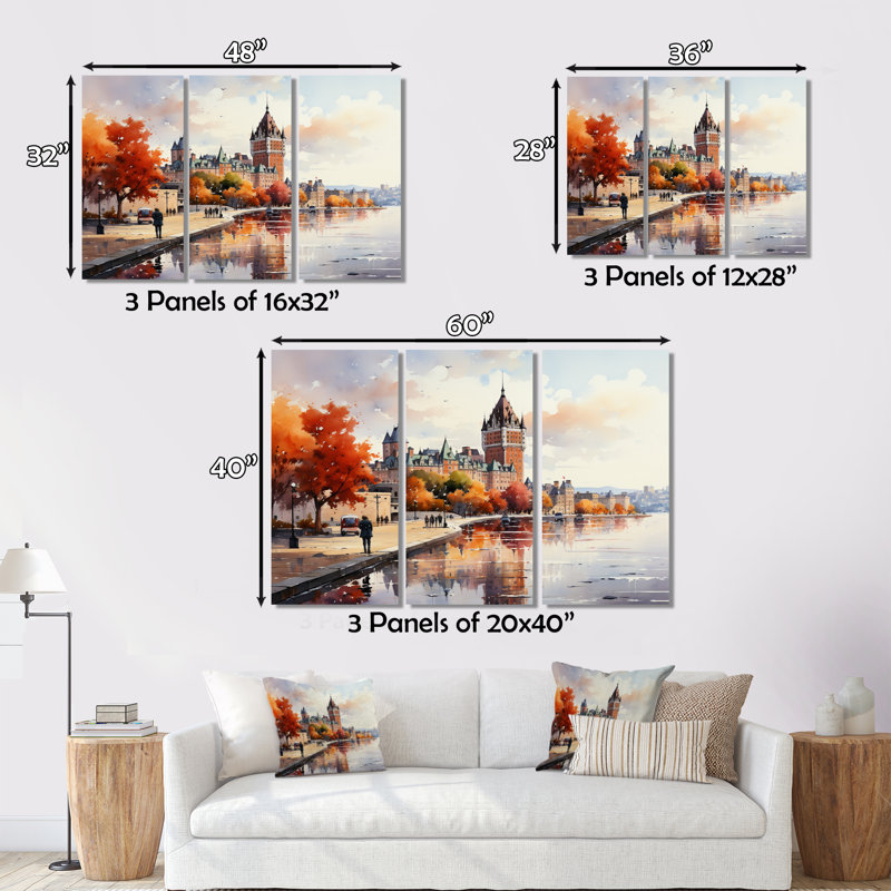 «French Beauty III» sur toile, 3 pièces, Québec, H 28 po x l 36 po x P 1 po
