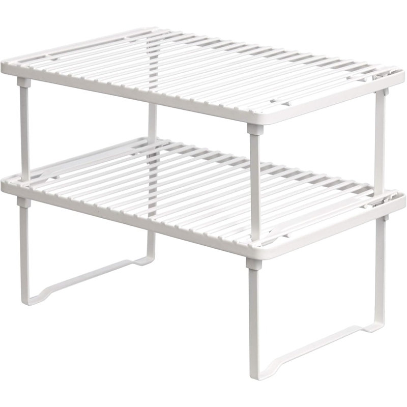 de rangement empilable en métal pour vaisselle et rangement pour armoires - blanc