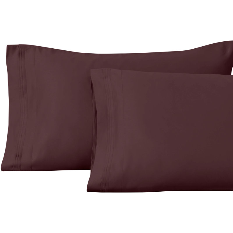 Arling 1000 Thread Count Luxury Certified Egyptian Cotton 2 Piece Sateen Pillowcase, King Pillowcase, Plum