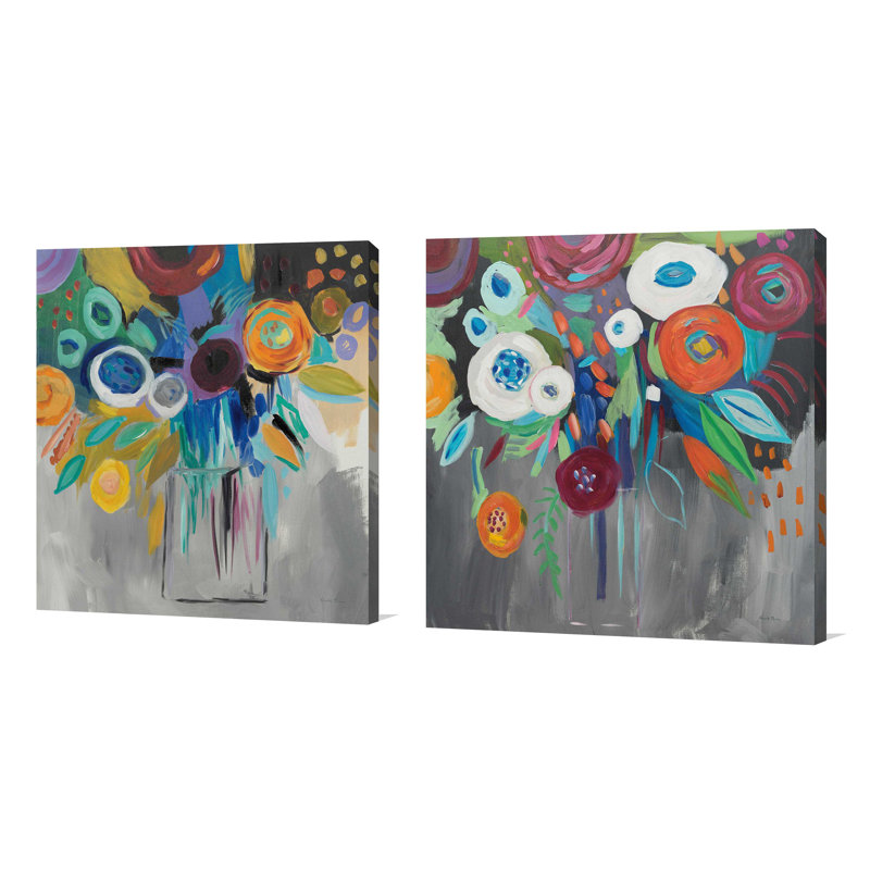 «Burst of Magic», ensemble de 2 reproductions de peintures à l'acrylique, H 28 po x l 56 po x P 1,5 po, Toile tendue