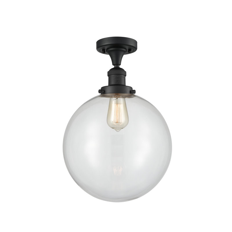 Brislington Glass Semi Flush Mount, No Bulb Included, Clear, Matte Black