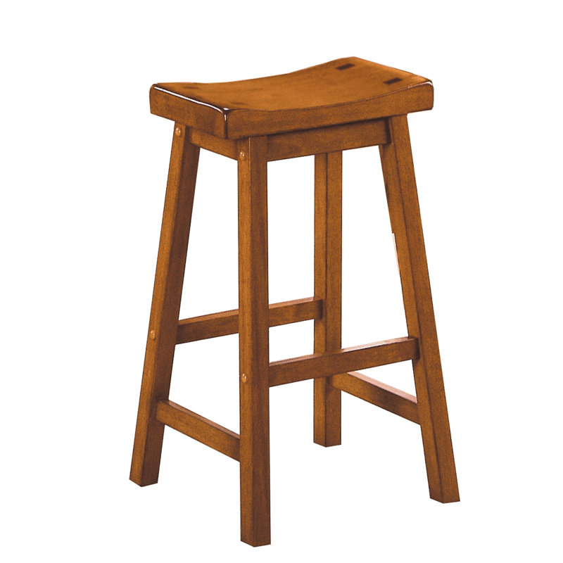 2 pièces de tabourets de 29 pouces, finition en bois de chêne massif, siège en forme de selle, pour un bar décontracté et décontracté, 2 pièces, bois, assise silencieuse