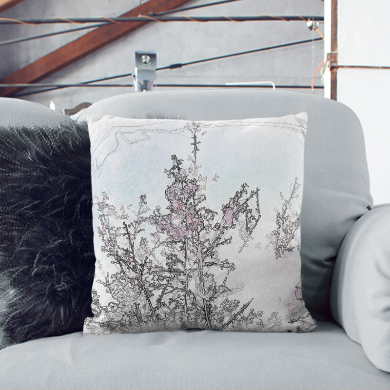 Japanese Cherry Tree in Spring Sketch Cushion with Filling, 40cm H x 40cm W x 15cm D