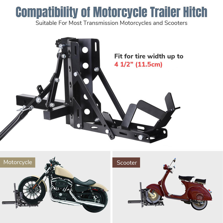 Yescom 800Lb Motorcycle Trailer Hitch 2 Tow Receiver Scooter Carrier Steel Hauler Hitch Mount Rack
