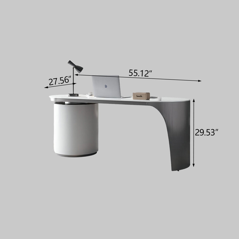 Modern Minimalist Grey Rectangular Office Desk, 29.53" H x 55.12" W x 27.56" D