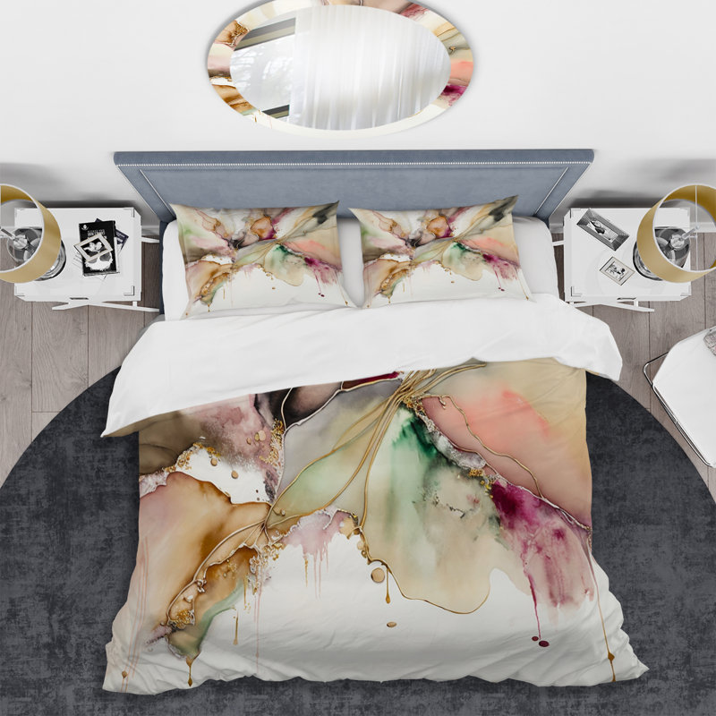 Ensemble de housse de couette abstrait en microfibre de polyester liquide, Housse de couette très grand et 2 très grandes t