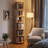 360° Rotating Solid Wood Bookshelf, Equipped with Brake Wheels, Allowing for Flexible Adjustment-28466052-16625579