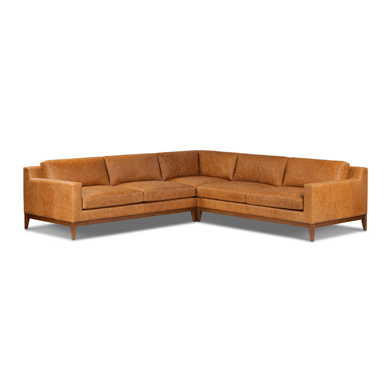 Canapé modulaire en cuir italien pleine fleur 116 po Zyon, Tanné