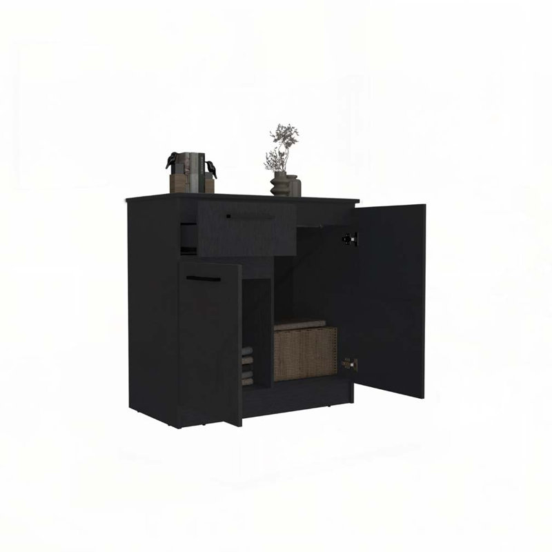 Commode Idaho avec armoires à 2 portes et tiroir - Noir, Noir